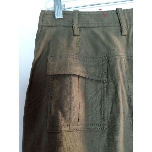 Diane Von Furstenberg Olive Green Linen Cotton Utility Style Pencil Skirt sz 6 - Picture 4 of 6